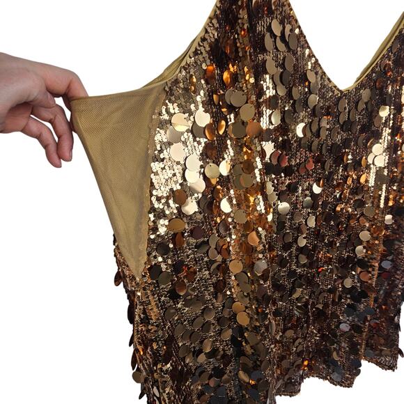 Torrid Sophie Sequin Swing Cami Gold Sequin Holiday Party Glam Yacht Gala Sz 5X - Picture 5 of 10